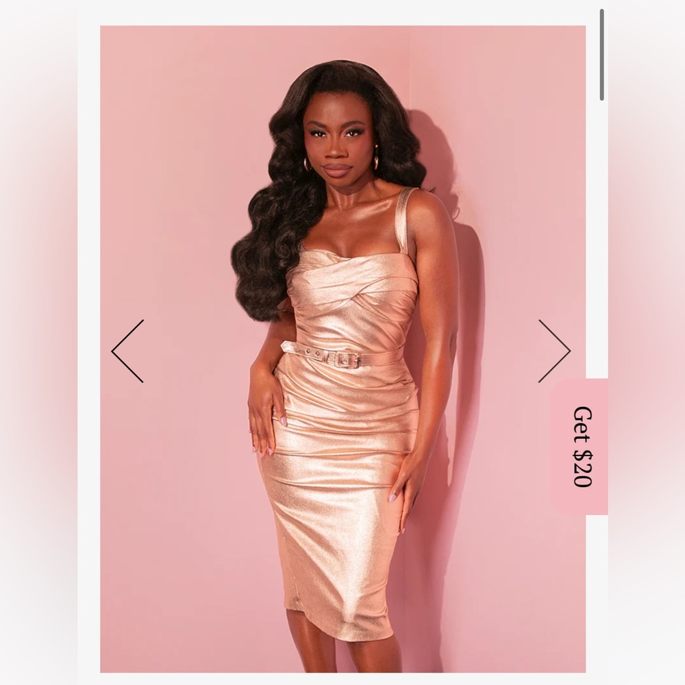 Vixen by Micheline Pitt Gold Jawbreaker wiggle dress